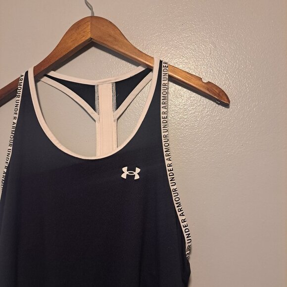 Under Armour Women Racer Tank Top Athletic Logo Sport Top Size Young XL Good - Picture 3 of 10